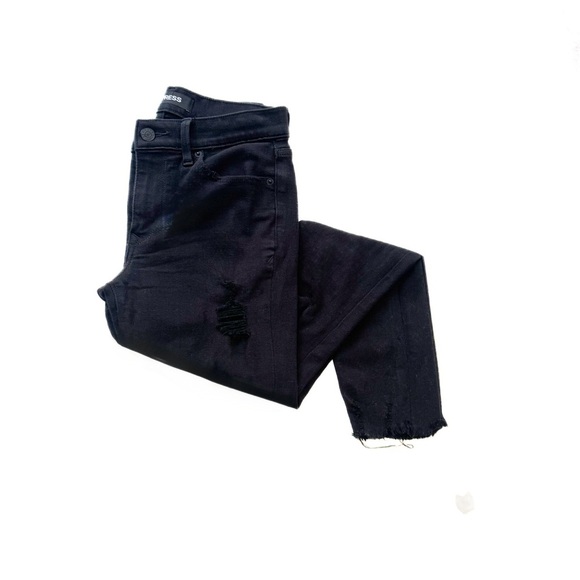 Express black distressed raw hem skinny jean ❤️ - Picture 2 of 5